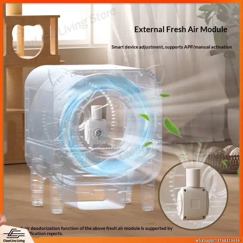 Automatic Electric Cat Litter Box Smart Self Cleaning Large Capacity Odor Control Fully Enclosed Wooden Design for Home Use