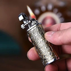 Creative Vintage Flint Kerosene Lighter Retro Metal Grinding Wheel Gasoline Cigarette Lighter Trenches Interesting Gadgets