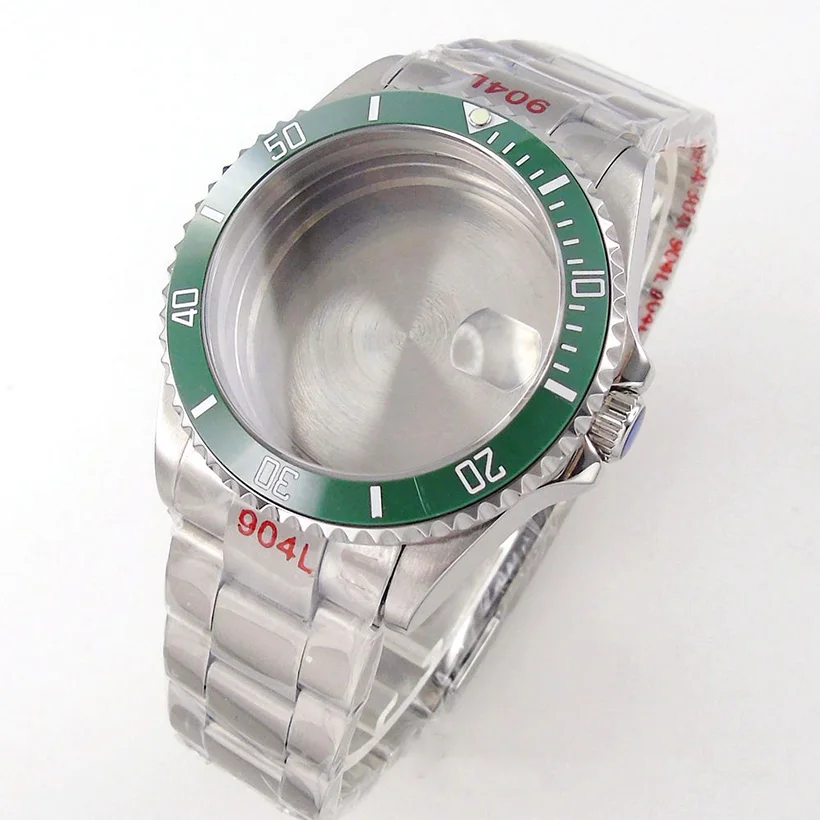 200M Waterproof 40mm Watch Case Fit NH35A NH34 ETA 2824 PT5000 Steel Bracelet 120 Click Unidirectional Bezel Sapphire Black Grey