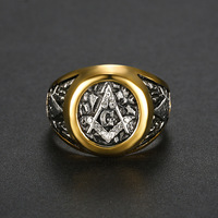 Vintage Freemason Men's Stainless Steel Ring Trendy Wedding Engagement Anniversary Party Gift Souvenir Boyfriend Gift