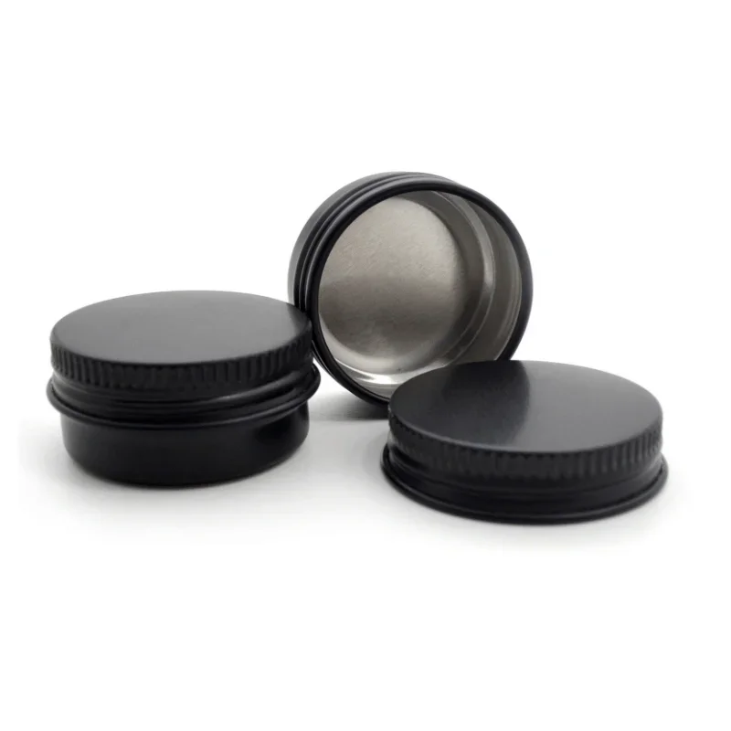 20pcs 10ml-100ml Black Tin Box Lip Balm Sample Aluminium Tin Jars Candle Box Tea Cans DIY Metal Gift Box For Packaging Container