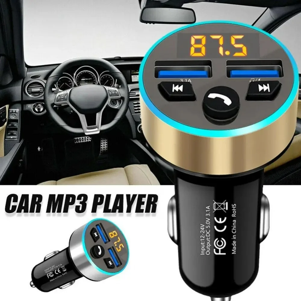 Car Charger Bluetooth Audio FM Transmitter Modulator Wireless Bluetooth 5.0 Dual USB MP3 Player Car Radio Handsfree Fast Charger