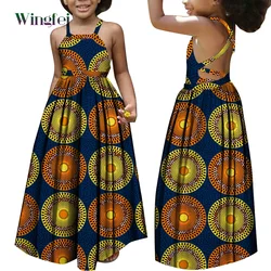 Robes africaines pour filles Dashiki, vêtements pour enfants, mode Ankara, imprimé Floral, col licou, longues, vêtements africains, WYT728