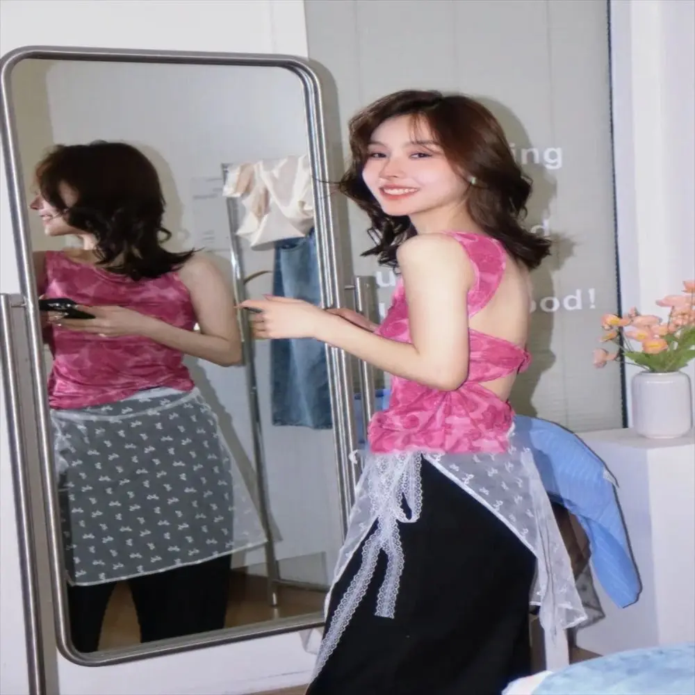 تنورة شاش من الدانتيل بطبقات للفتيات ، تنورة رقيقة بزهور ، ربط فريد من نوعه ، تنورة حار ، نسخة كورية ، مئزر صيفي