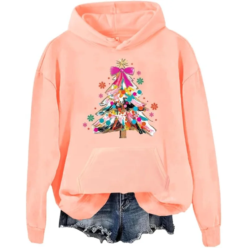 2024 Colorful Glitter Christmas Tree Hoodie