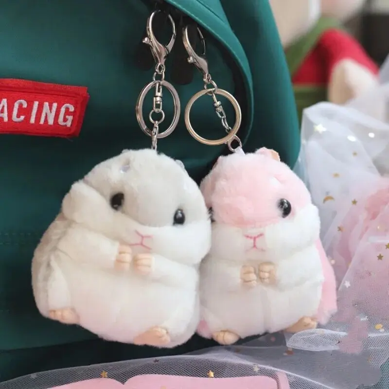 Cute Hamster Plush Keychain Cartoon Animal Plushie Key Ring Bag Pendant for Girls