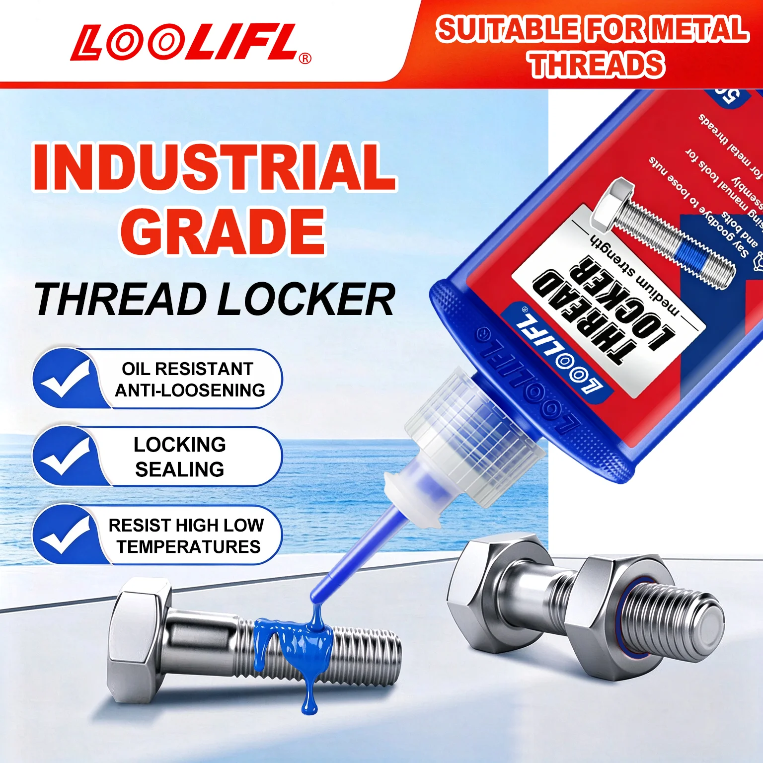 Thread Locking Glue Blue Medium Strength Fast Curing Thread Locking Agent Anaerobic glue industrial thread sealant, instead of w
