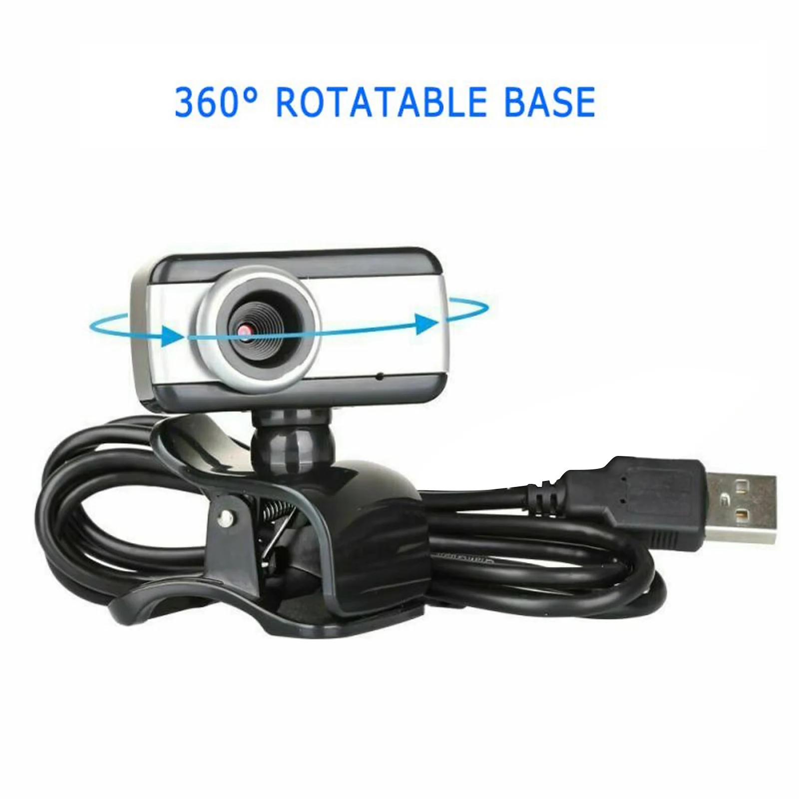 1 قطعة 480P كاميرا ويب للكمبيوتر الشخصي مع ميكروفون USB 2.0 كاميرا ويب للكمبيوتر المكتبي والكمبيوتر المحمول والبث المباشر 360 °   كاميرا ويب دوران للفيديو