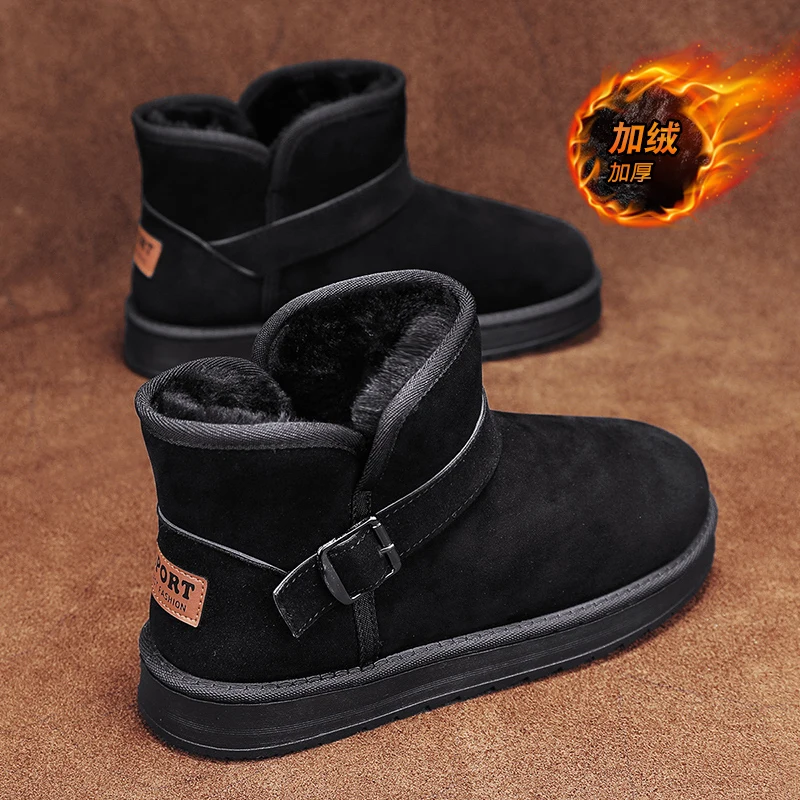 

Замшевые зимние ботинки для мужчин и женщин - высокие термостойкие зимние ботинки для пар на флисовой подкладке, противоскользящие ботинки для холодной погоды 2025
