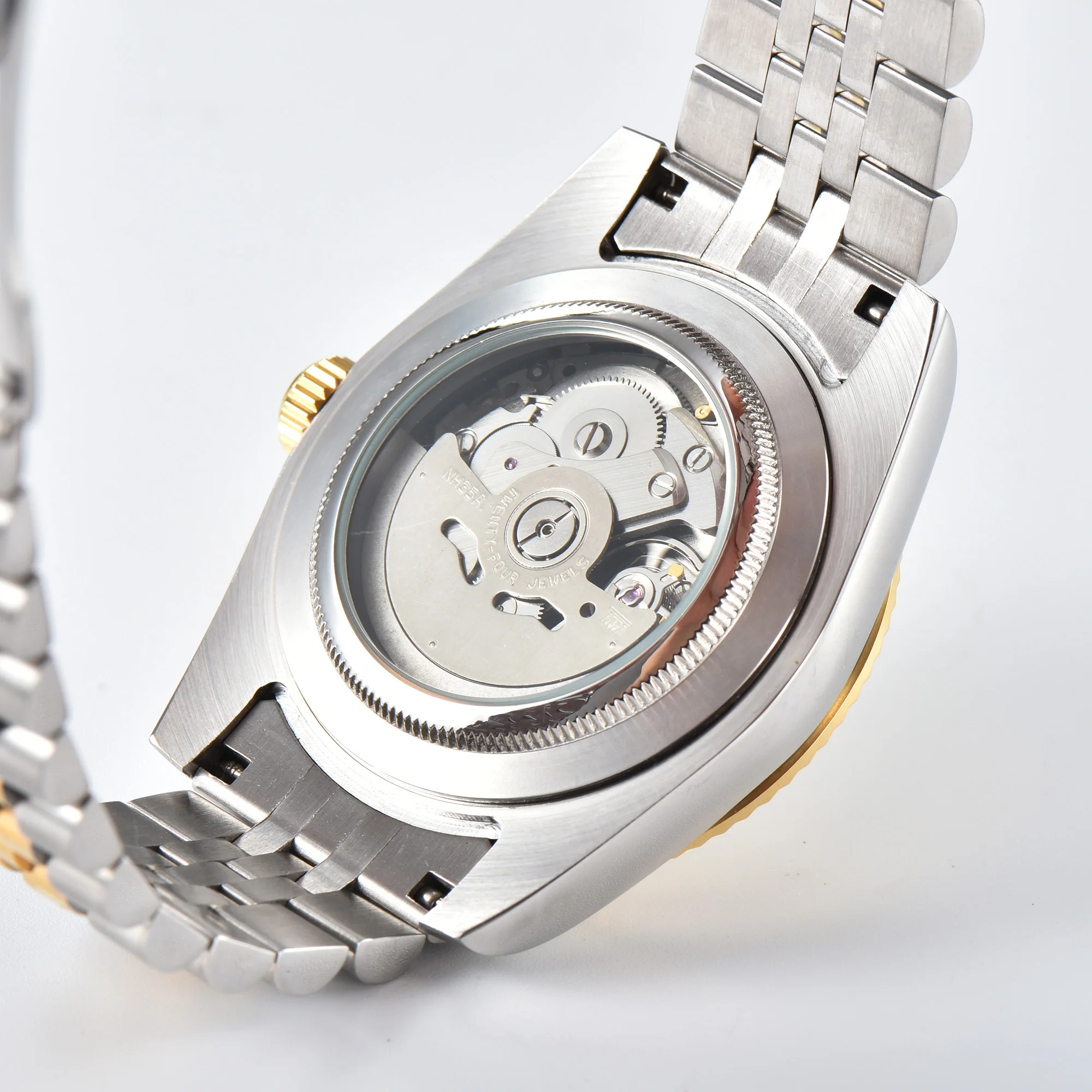 39mm men's NH35 Roman automatic watches with Japanese NH35 automatic movement sapphire crystal rose gold case can customize logo