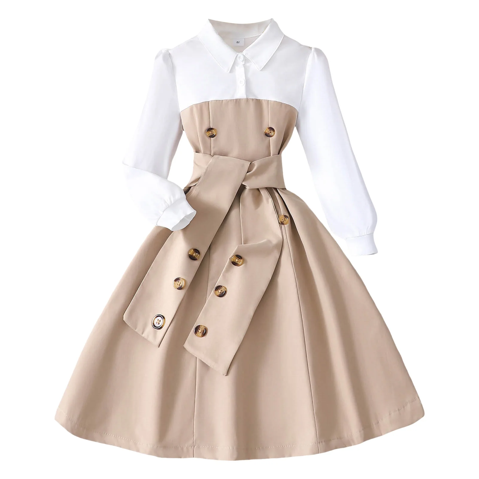 

Платья из двух предметов для детей, юбка с длинными рукавами для девочек, удобная дышащая модная одежда с цветными блоками для маленьких девочек 4 лет