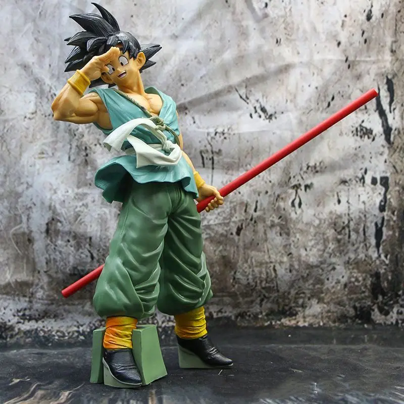 Figurka Anime Dragon Ball Son Goku Akcja Bandai Złota Obręcz Pręt Dekoracja Model na 10 Rocznik Ornament Kolekcja Lalek 28cm