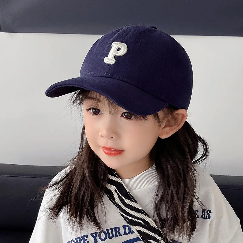 P-letter Children Sunshade Hat Sunscreen Hat Spring and Autumn Style Boys Girls Peaked Cap Fashion Versatile Baseball Cap Kids