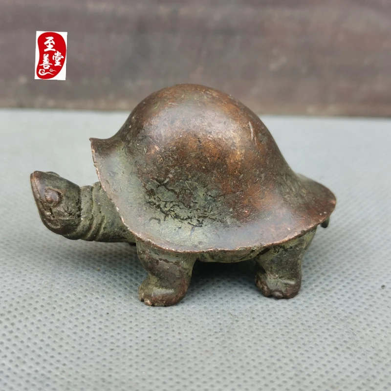 

Antique Collection Old Baojiang Pure Copper Solid Longevity Turtle Copper Feng Shui Xuan Guan Tea Pet