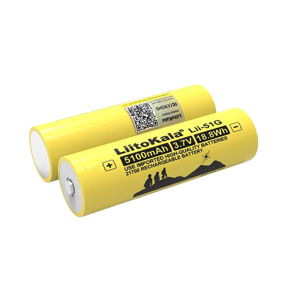 Oryginalny akumulator litowo-jonowy LiitoKala Lii-51G 21700 3.7V 5100mAh do baterii latarki + spiczasta końcówka klasy A