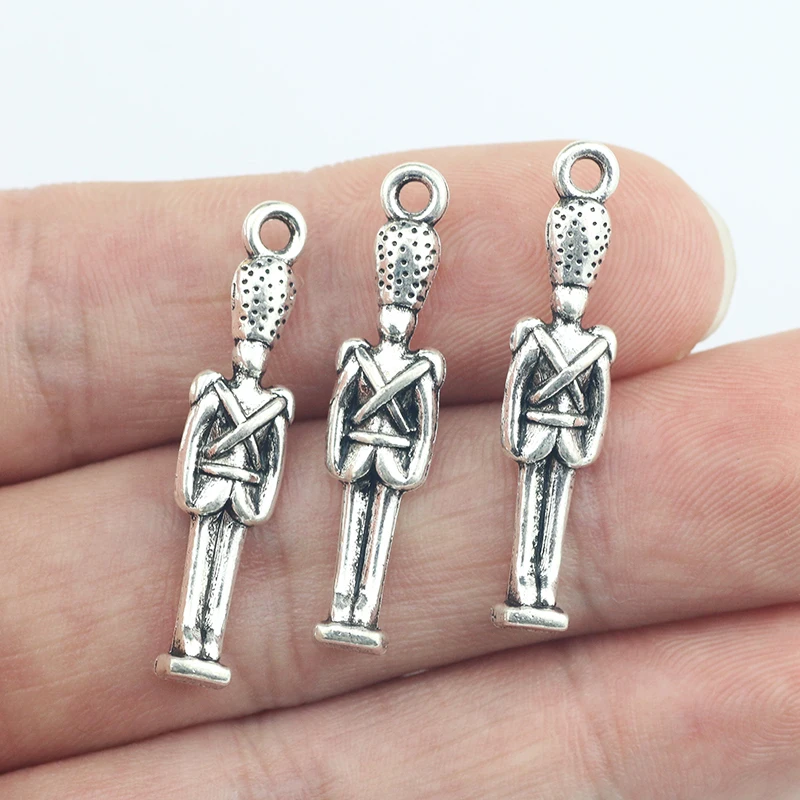 Newest 15Pieces 7*31mm Mixed Alloy Antique Silver Color Soldier Charms Necklace Pendant Accessory For DIY Jewelry Making