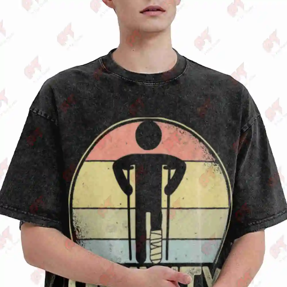 Gravity My Only Weakness Injury Leg Surgery Broken Recovery Injured Accident Vintage Washed Tee Pure Cotton T-Shirt