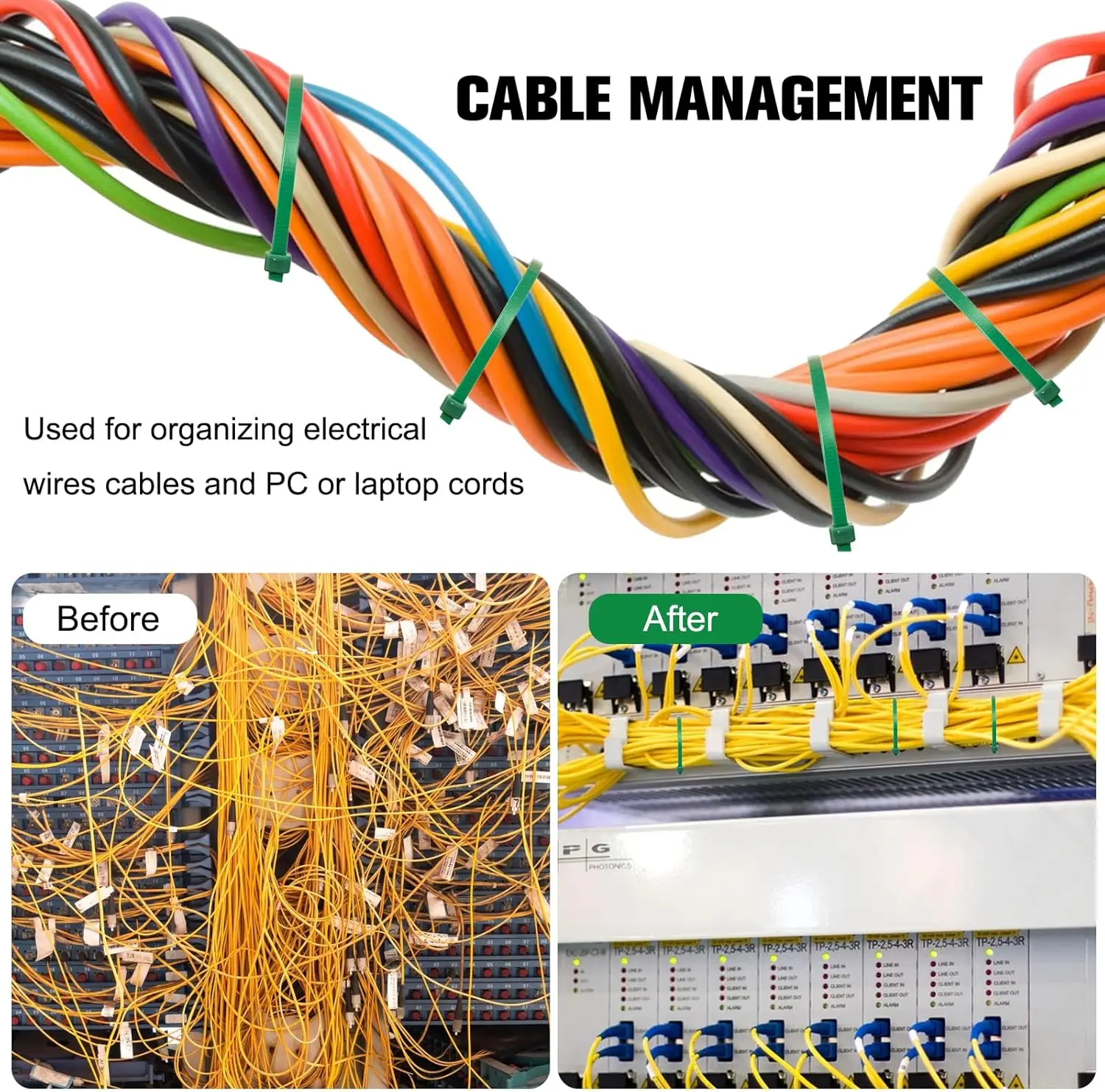 100 قطعة 20 سنتيمتر العلاقات النايلون الأخضر البريدي الثقيلة الذاتي قفل كابل العلاقات ، 40 رطل قوة ، إدارة الأسلاك متعددة الأغراض