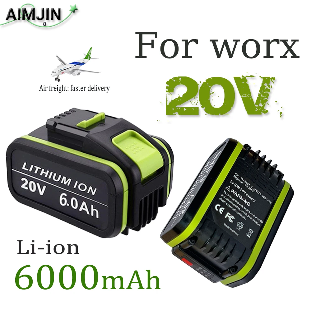 

For Worx Max Tool 20V 6000mAh Replacement Li-ion Battery WA3551 WA3551.1 WA3553 WA3641 WX373 WX390