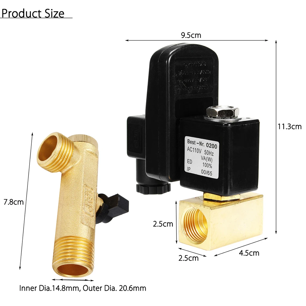 

Air Compressor Tank Drain Valve Adjustable Emission Time Automation Solenoid Tool for Industrial Air Compressor Accessories