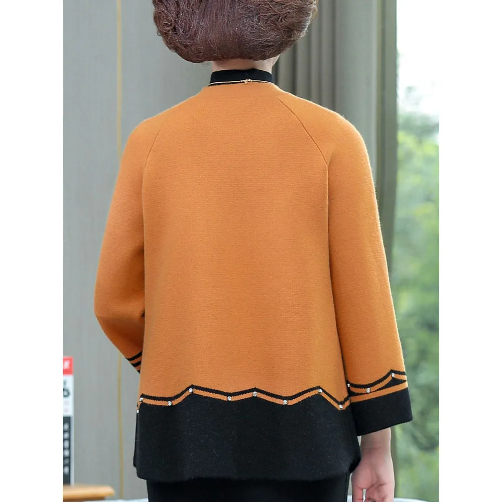 2023 New Spring Autumn Mother Sweater Knitted Cardigan   Jacket Noble Elegant Womem Sweater Coat Middle Aged Female Knitwear Top