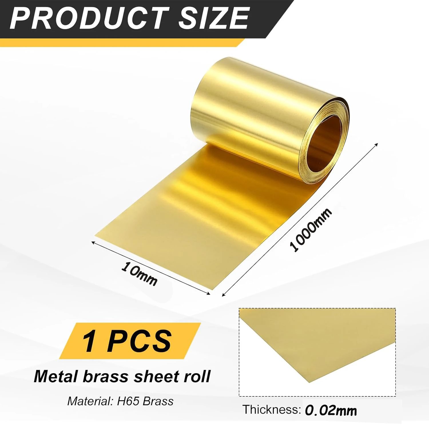 真鍮シートロール 厚さ0.02mm-1mm x 幅10mm-200mm 真鍮箔板 純度99.9% 銅Cu金属シート箔 長さ:1000mm