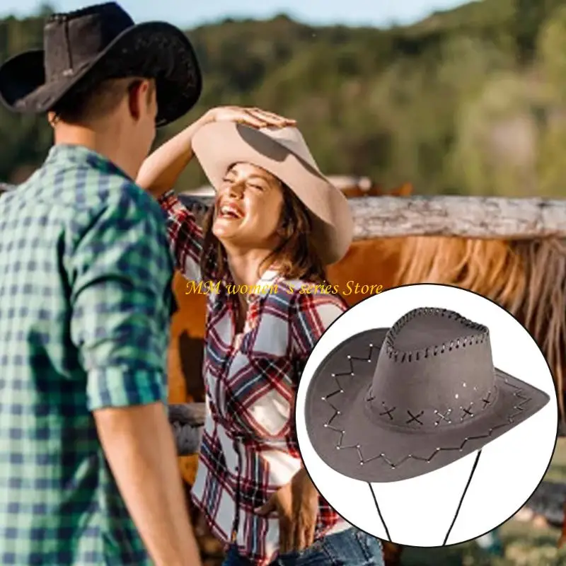 Q39c Western Cowboy Costume Cowboy Hat Bandana Badge pour Halloween Cosplay Party