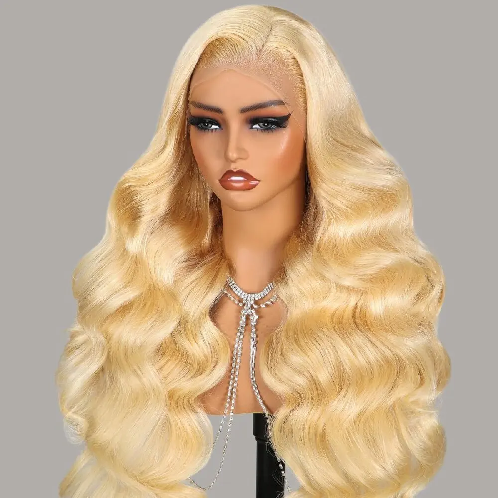 

40 Inch Blonde Body Wave Lace Front Human Hair Wig 13x4 HD Lace Human Hair Wig 613 Pre Plucked 13x4 Lace Glueless Frontal Wig