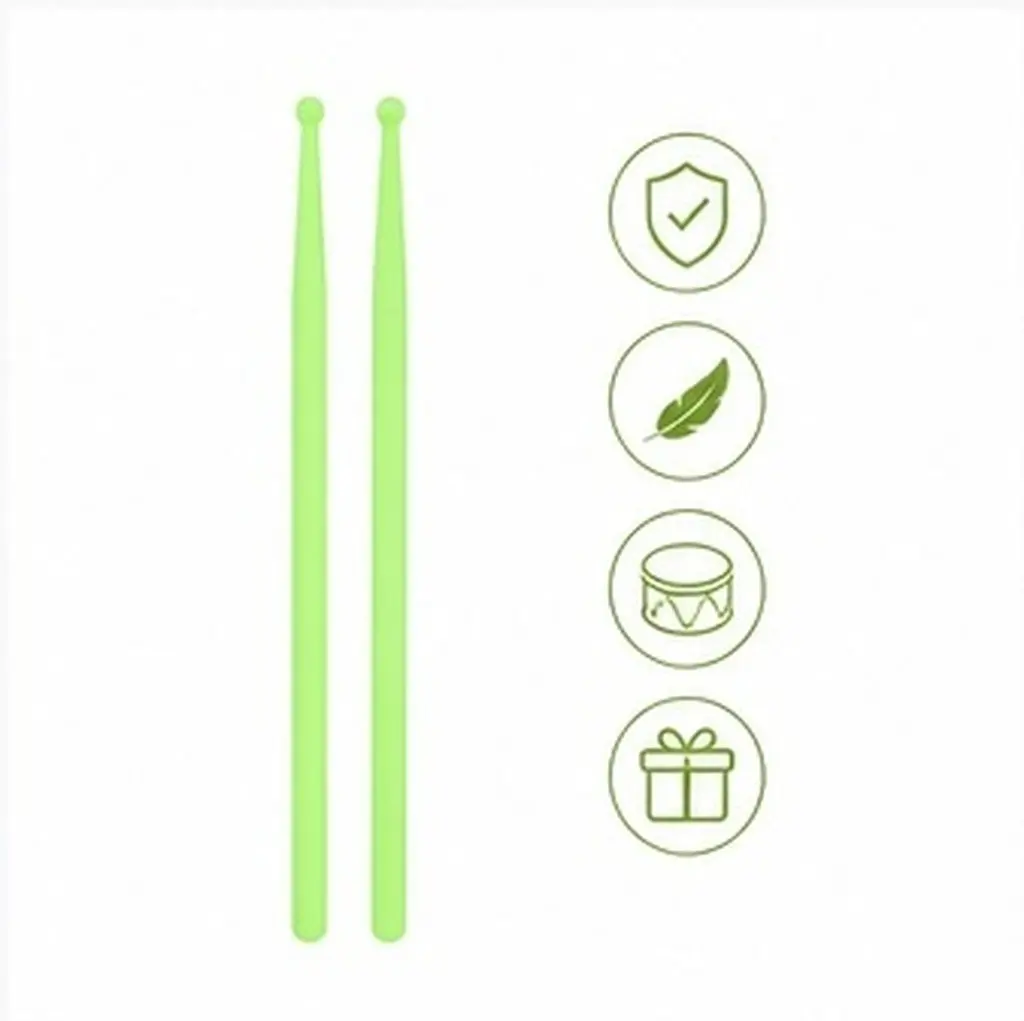 1Pair Drumsticks Nylon Sticks Professional Lightweight Drum Accessory for All Kinds of Drums Light Green Perfect Gift