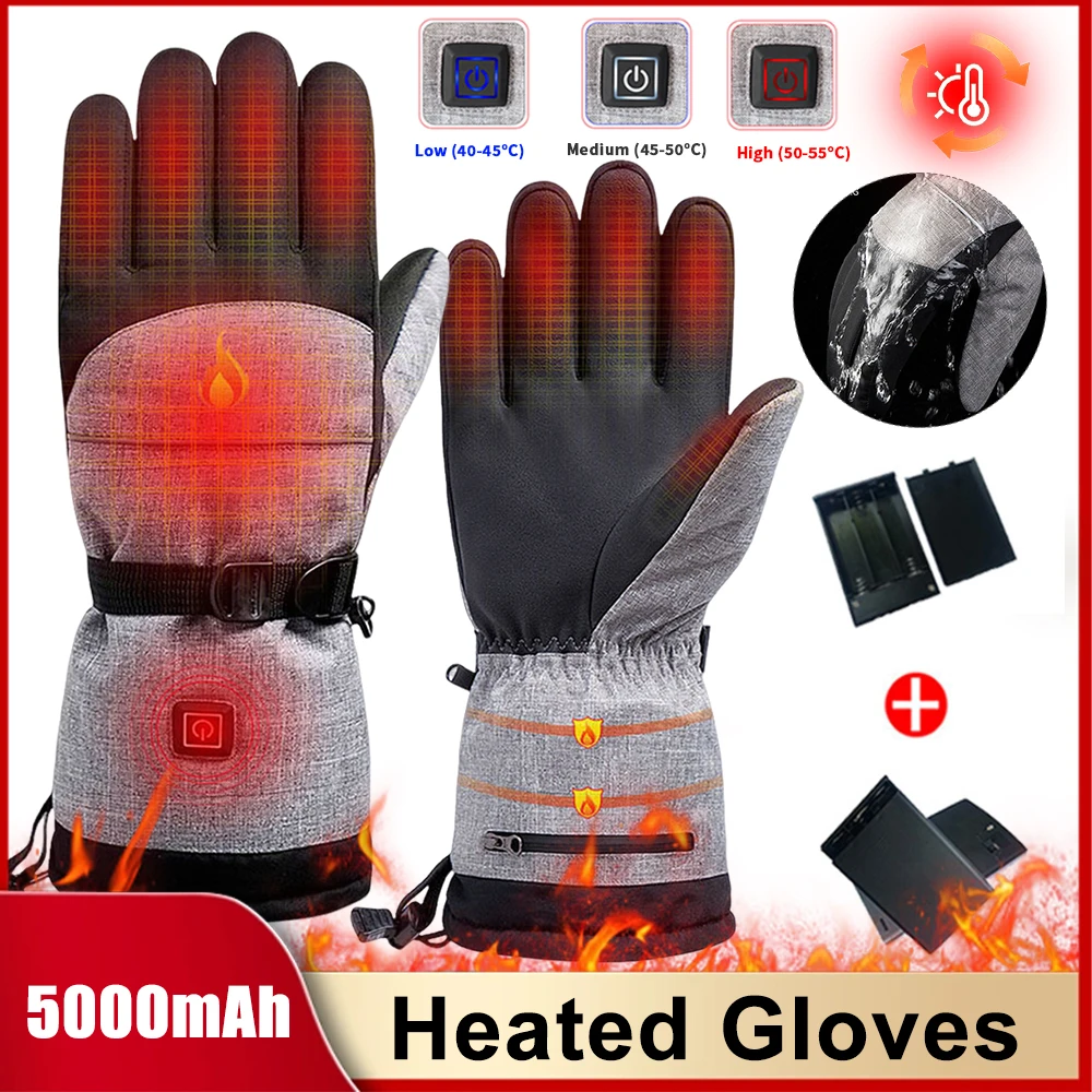 Winter Electric Heated Gloves Waterproof Thermal Heating Gloves Electric USB Charging Heating Gloves For Climbing Hiking Skiing