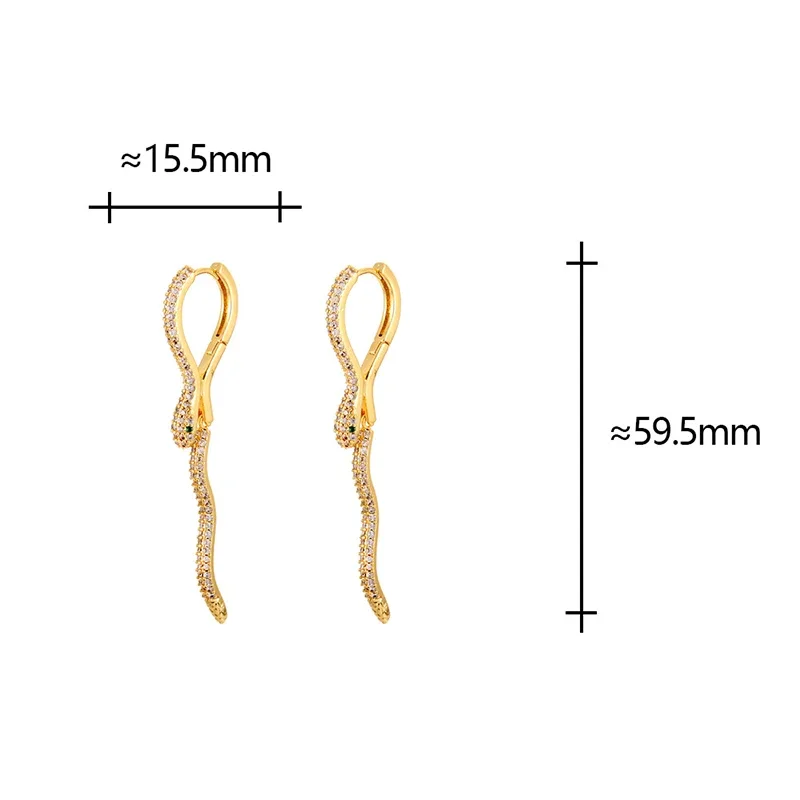 

Tibetan Silver 18K Gold Plated Zircon Snake Animal Hoop Earrings for Women Light Luxury Fashion Jewelry Vintage Accessories
