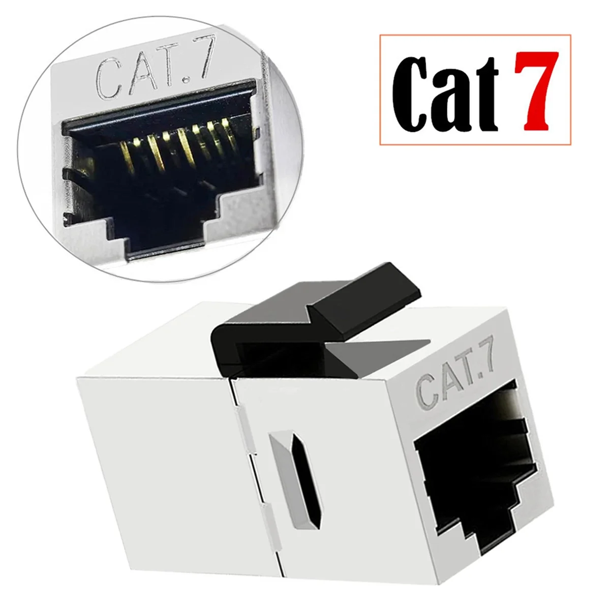 RJ45 Cat7 Shielded Inline Coupler Cat 7 Female to Female for Keystone Jack Cat7 Modular Connector with Keystone Latch