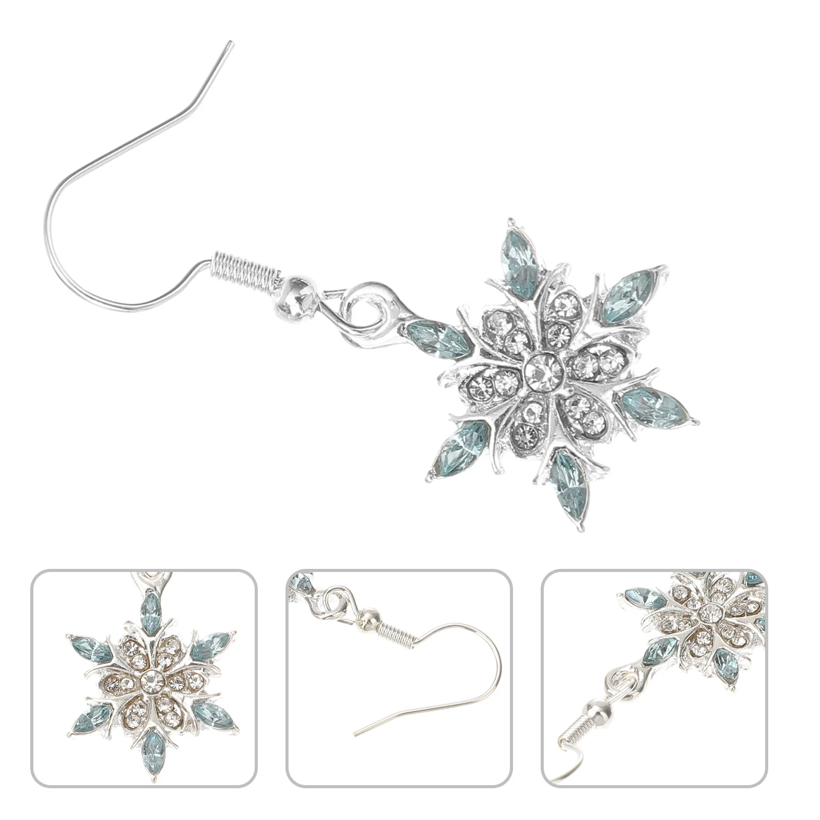 

1Pair Stylish Rhinestone Ear Jewelry Water Blue Snowflake Earrings Alloy Earrings Gift for Women Women Ear Studs