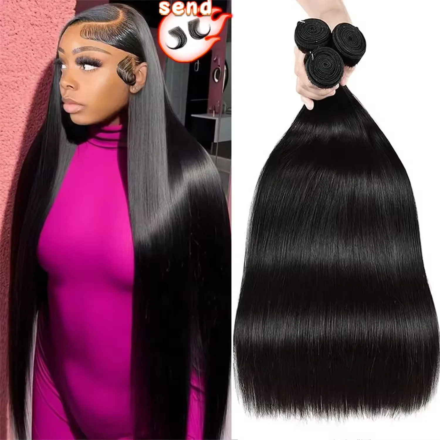 

16A Прямые пучки человеческих волос Натуральный черный 4/5/6 Пучки Прямые волосы Бразильские волосы с двойным утком Девственные человеческие волосы