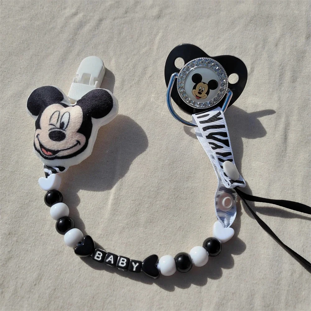 2024 Mickey Mouse Personalized baby pacifier clip Crawl suit Headband Shoe Cover Set Luxury Baby pacifier Cartoon baby pacifier