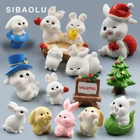 New Christmas White Rabbit Easter Figurine Diy Micro Landscape Home Decor Miniature Fairy Garden Decoration Accessories Modern