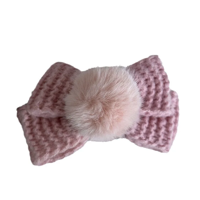 Cream Puff Warm Wool Bow Barrettes Rabbit Fur Ball Hairpin Sweet Girly Head Clip Hair Accessories