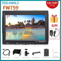 Do Brasil FEELWORLD FW759 Monitor da campo per fotocamera DSLR da 7 pollici IPS 1280x800 LCD con ingresso HDMI AV Video Assist portatile per fotocamera