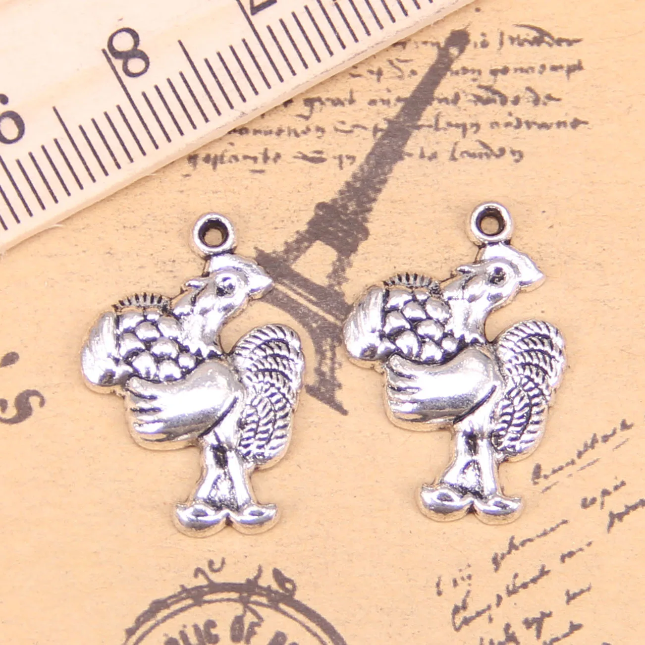 62pcs Jewelry Charms cock rooster 23x15mm Antique Silver Plated Pendants Making DIY Handmade Tibetan Silver Jewelry