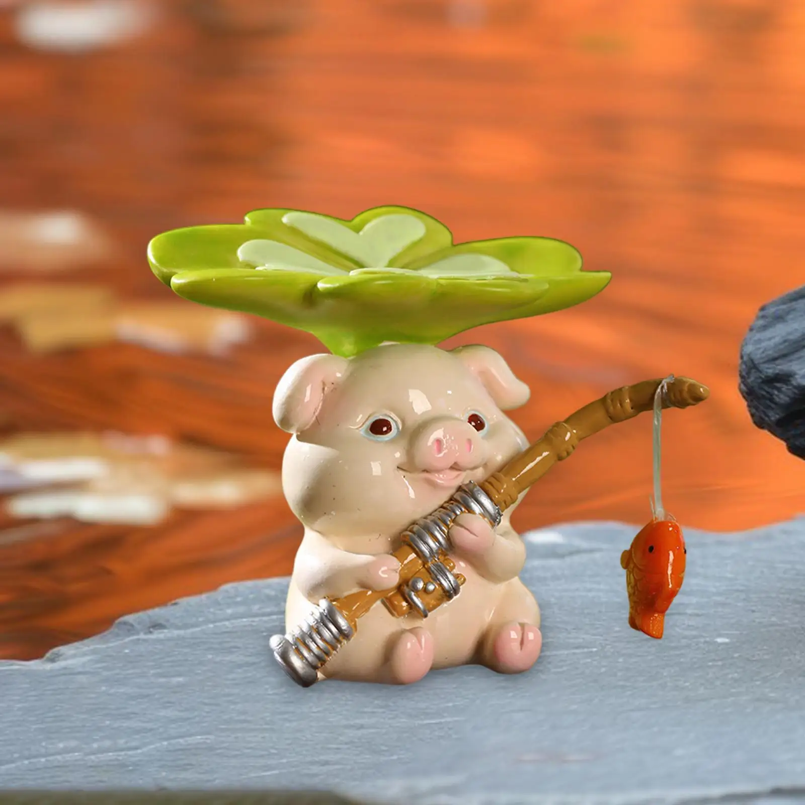Small Pig Statue Fishes Tank Decoration Fine Workmanship Creative Design Pig