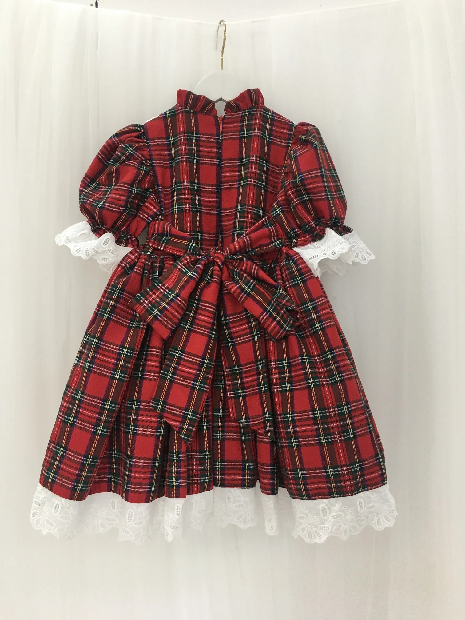 Baby Girl Spring Summer Red Plaid Gingerbread Man Turkish Vintage Princess Gown Dress for Birthday Holiday Party Eid