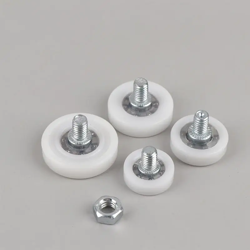 Rust Proof Drawer Bearing Pulley 4Pcs with Screw M6 External Thread Durable Sliding Wheels for Bathroom Cabinet Moving