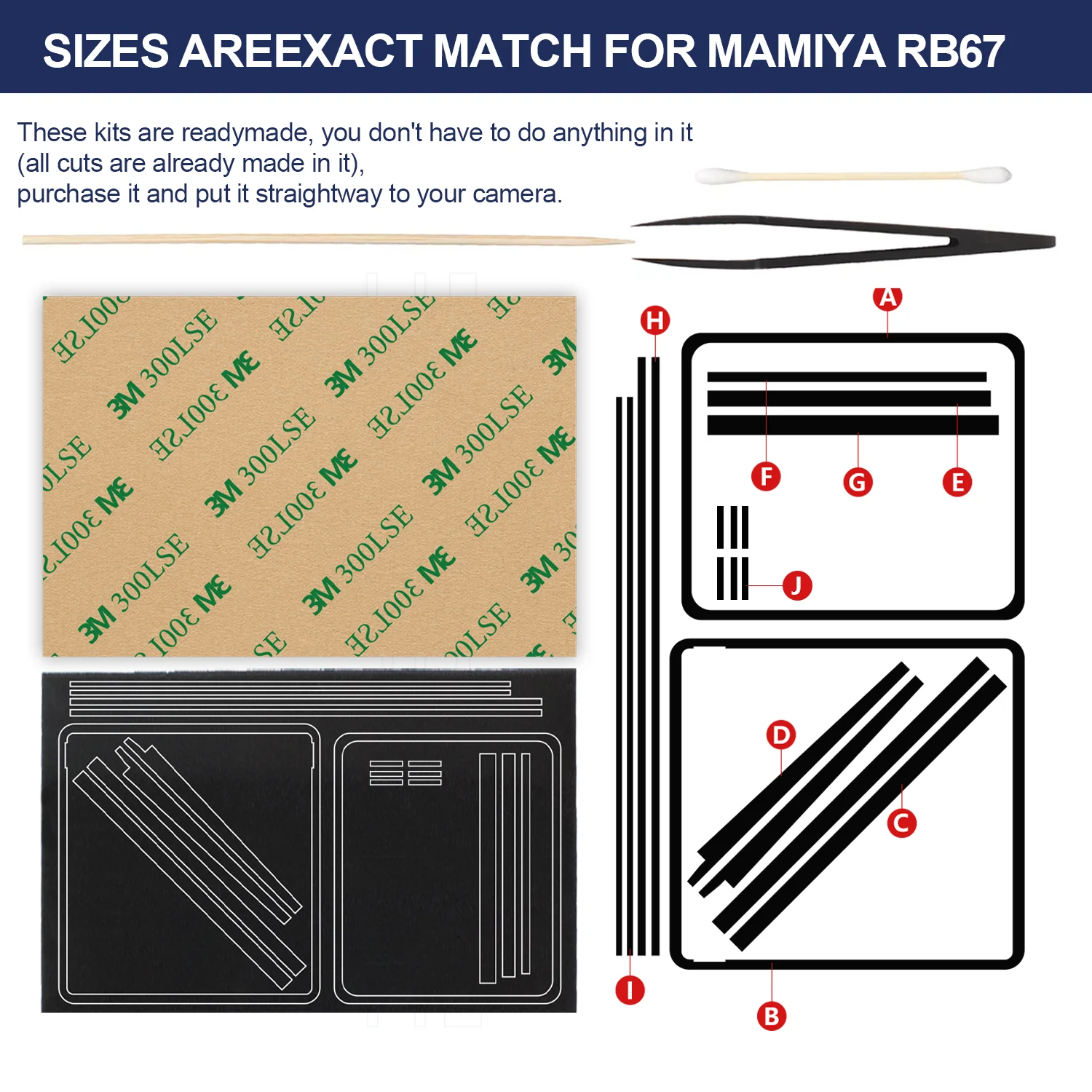 eTone wstępnie przycięte piankowe samoprzylepne arkusze gąbki do aparatów Mamiya RB67/RB67 Pro/RB67 Pro S Akcesoria — zdjęcie produktu 4