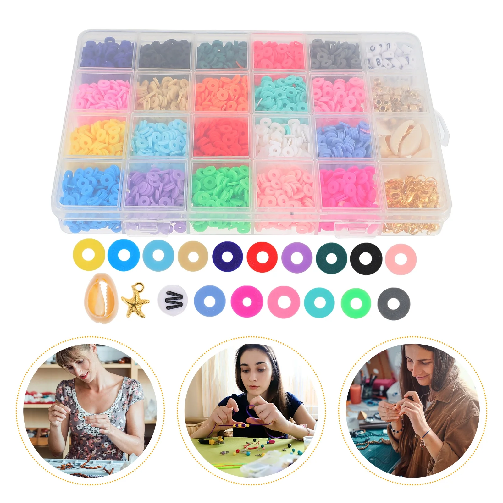 

24-Grid Polymer Clay Beads Colorful DIY Craft Jewelry Accessories Beads for Bracelet Necklace Making Supplies DIY Slice