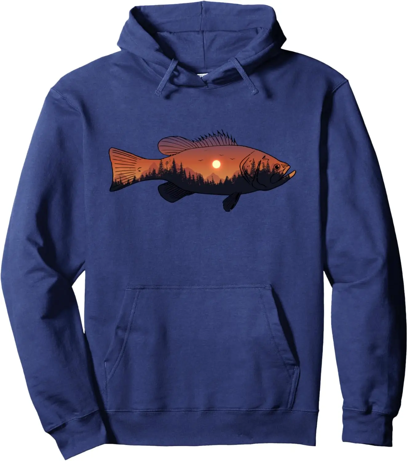 Lustiger Fischbaum gefütterter Sonnenuntergang Sonnenaufgang Natur Angeln Pullover Hoodie Unisex Herbst Streetwear Tops Damen Herren Kleidung