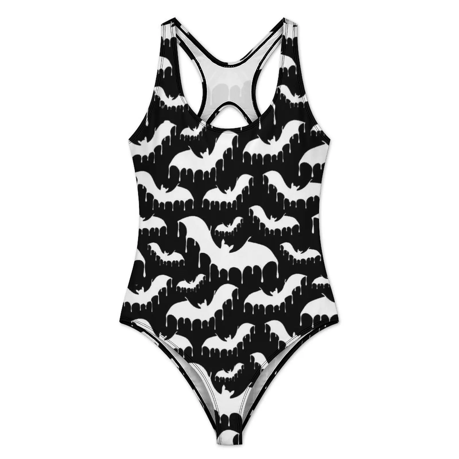 White Bat Swimsuit Gothic Halloween Push Up Swimwear One-Piece Sport Monokini Bodysuit Sexy Graphic Beach Outfits Large Size