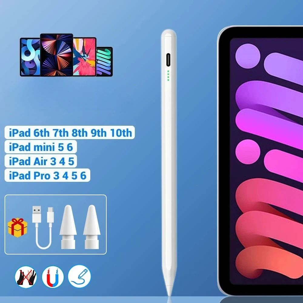 

Стилус для iPad 2018-2025, чувствительность к наклону, сброс ладони для Apple iPad 6-11 Gen Air 3/4/5/M2/M3 mini 7, iPad Pro 11 "12,9" M4