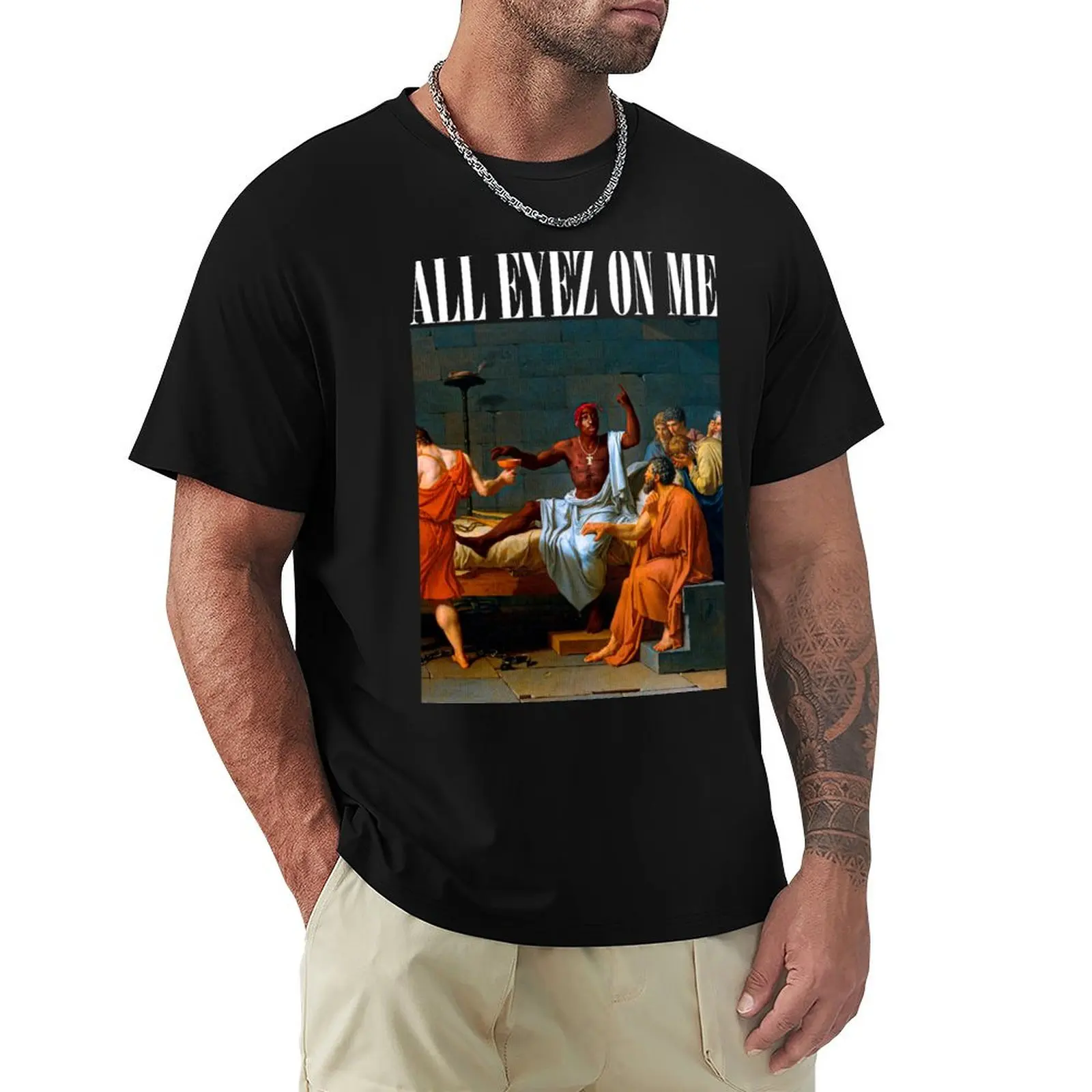 Tupac in Renaissance Painting by Aristotle T-Shirt Plus Size Summer Casual T-Shirt
