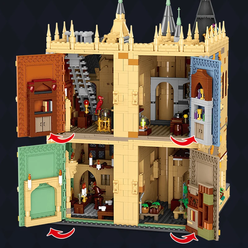 Juego de bloques de construcción de torre mágica, torre de reloj y torre de brujería, modelo de arquitectura, juguetes ensamblados, regalo para niños, adorno para coleccionar