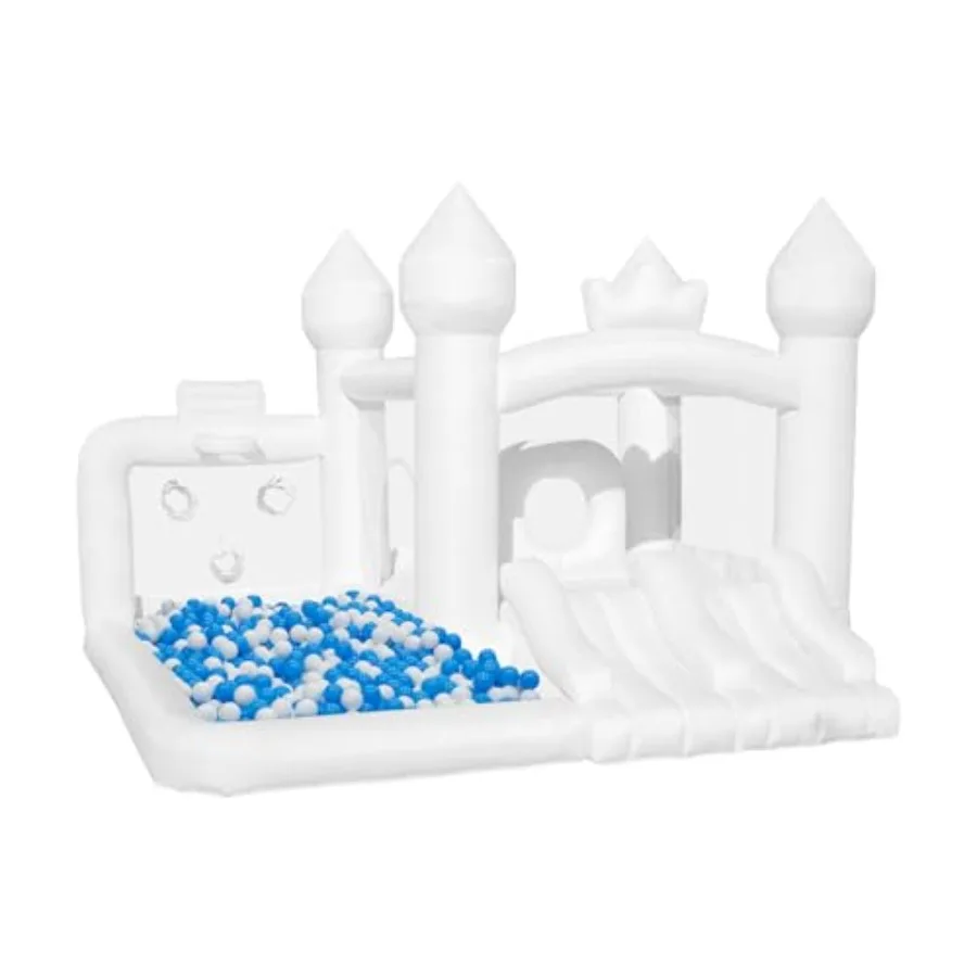 

White Bounce House for with Ball Pit Blower Included Bouncy Castle with Double Slides for Indoor Outdoor Use 10.8ft L x 9.6ft W